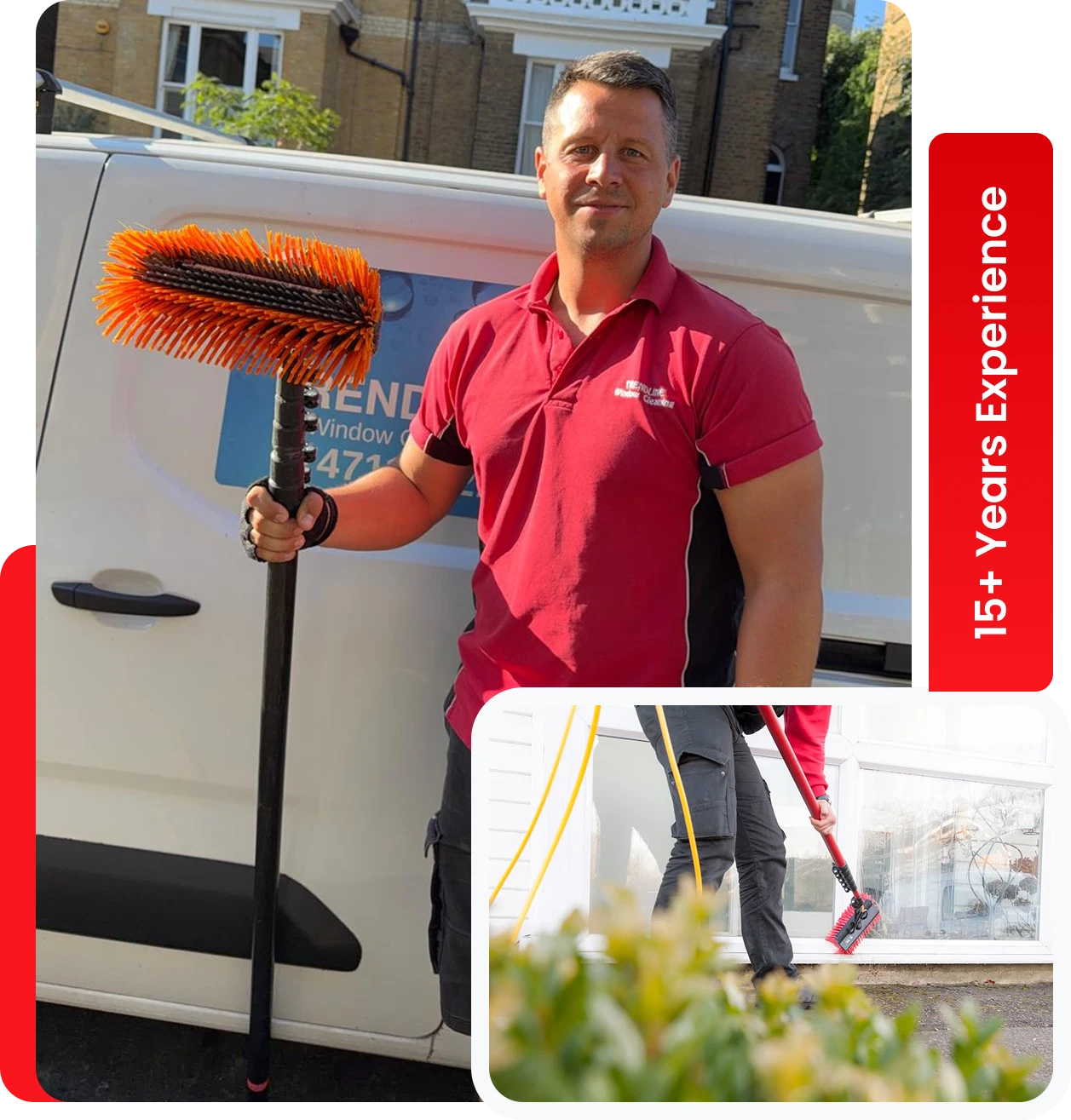 Red Point window cleaner with a water-fed pole in Bromley